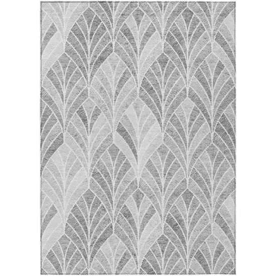 Gray Charcoal And Ivory Geometric Washable Indoor Outdoor Area Rug Photo 2