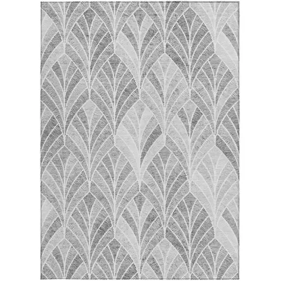 Gray Charcoal And Ivory Geometric Washable Indoor Outdoor Area Rug Photo 7