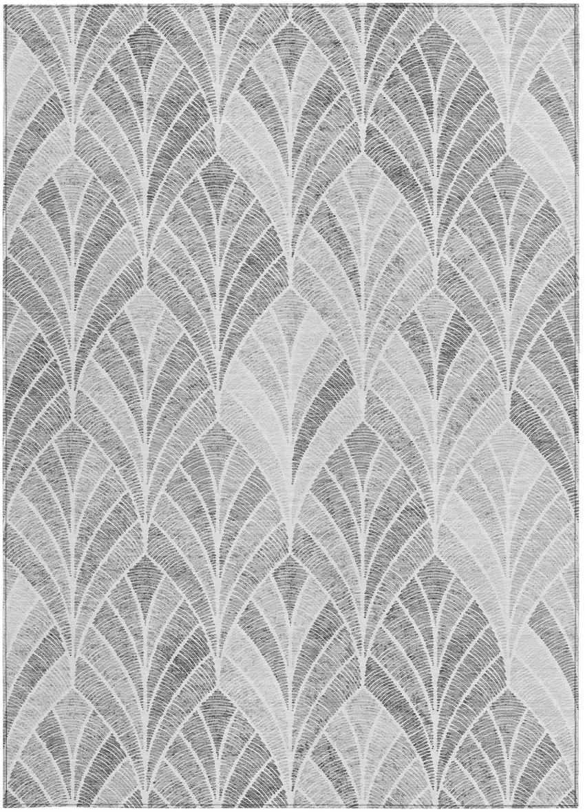 Gray Charcoal And Ivory Geometric Washable Indoor Outdoor Area Rug Photo 7