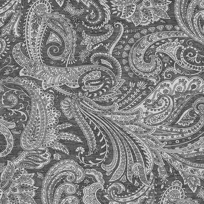 Gray Charcoal And Ivory Paisley Washable Indoor Outdoor Area Rug Photo 6