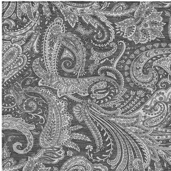 Gray Charcoal And Ivory Paisley Washable Indoor Outdoor Area Rug Photo 5