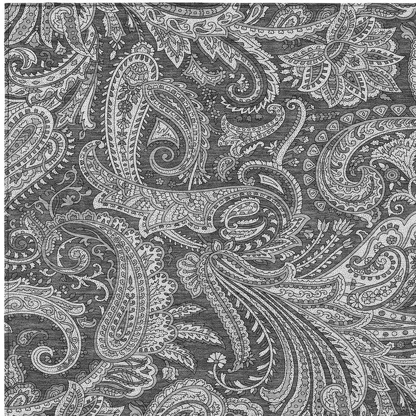 Gray Charcoal And Ivory Paisley Washable Indoor Outdoor Area Rug Photo 5