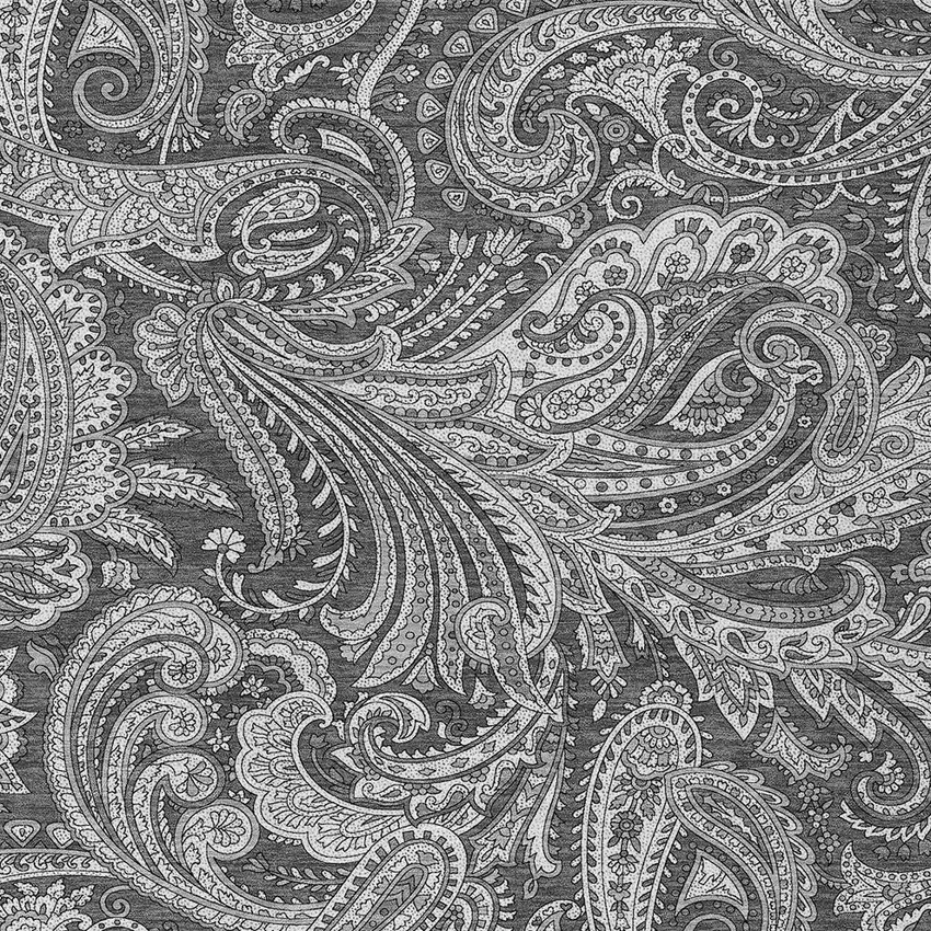 Gray Charcoal And Ivory Paisley Washable Indoor Outdoor Area Rug Photo 6