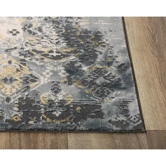 Gray Charcoal And Ivory Trellis Area Rug Photo 3