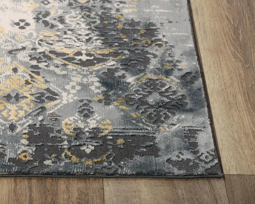 Gray Charcoal And Ivory Trellis Area Rug Photo 3