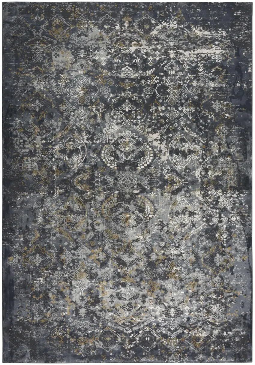 Gray Charcoal And Ivory Trellis Area Rug Photo 2