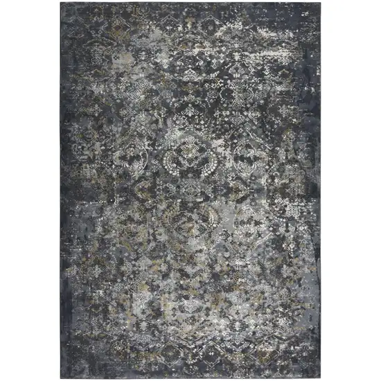 Gray Charcoal And Ivory Trellis Area Rug Photo 2