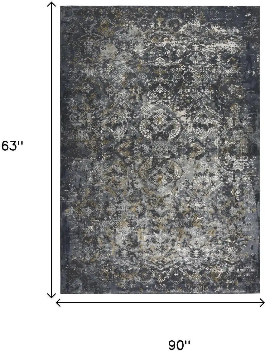 Gray Charcoal And Ivory Trellis Area Rug Photo 7