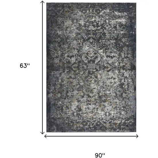 Gray Charcoal And Ivory Trellis Area Rug Photo 7