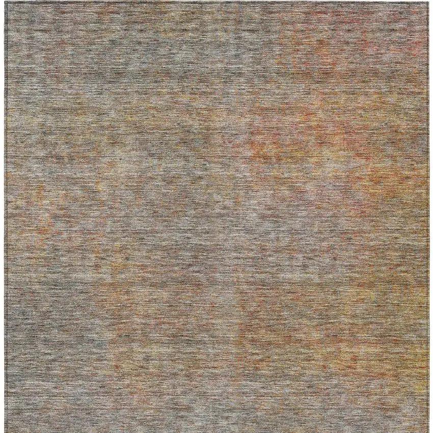 Gray Charcoal And Orange Abstract Washable Indoor Outdoor Area Rug Photo 5