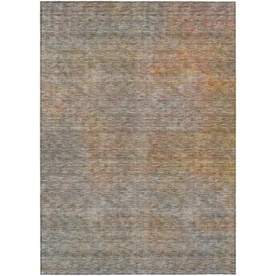 Gray Charcoal And Orange Abstract Washable Indoor Outdoor Area Rug Photo 2