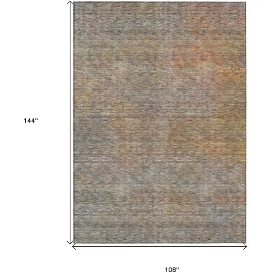 Gray Charcoal And Orange Abstract Washable Indoor Outdoor Area Rug Photo 3