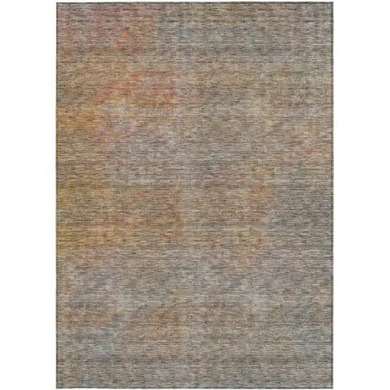 Gray Charcoal And Orange Abstract Washable Indoor Outdoor Area Rug Photo 7