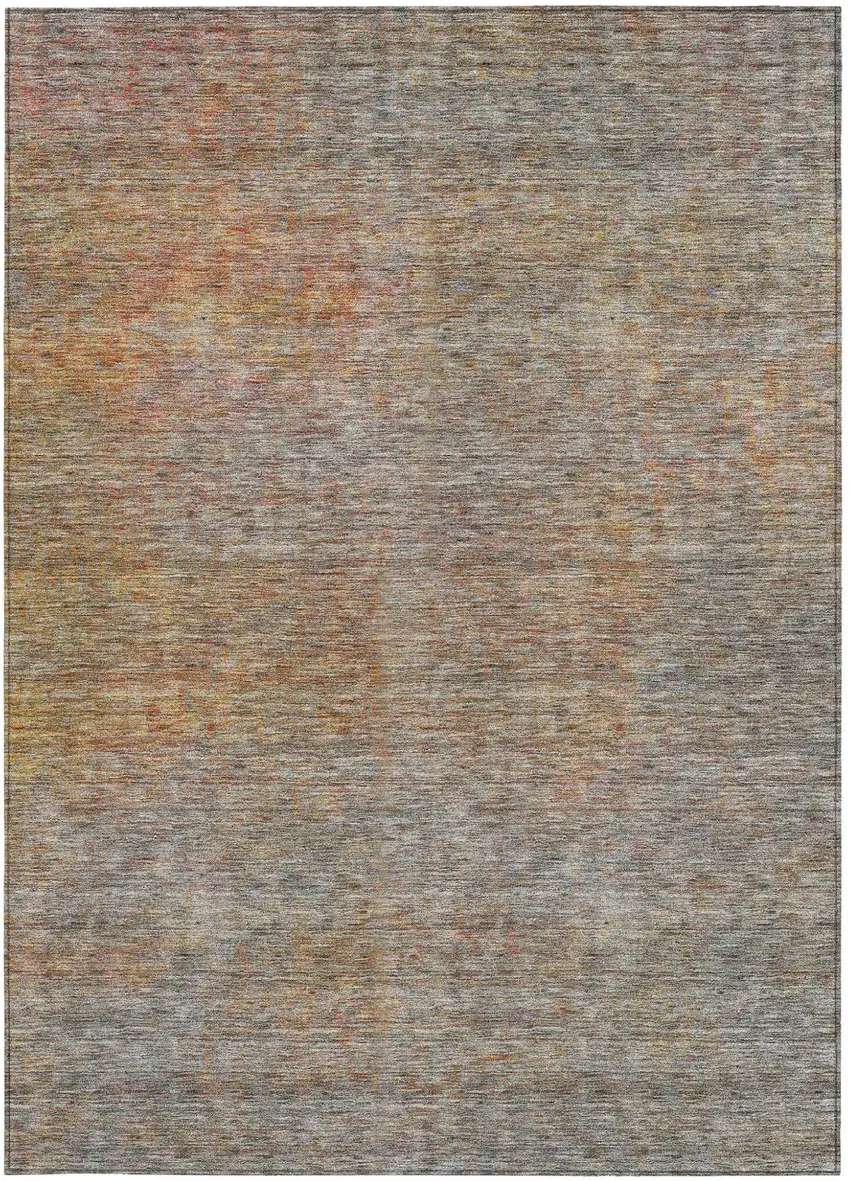 Gray Charcoal And Orange Abstract Washable Indoor Outdoor Area Rug Photo 7