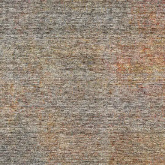 Gray Charcoal And Orange Abstract Washable Indoor Outdoor Area Rug Photo 6