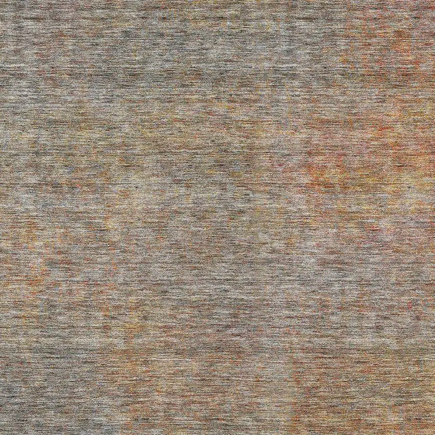Gray Charcoal And Orange Abstract Washable Indoor Outdoor Area Rug Photo 6