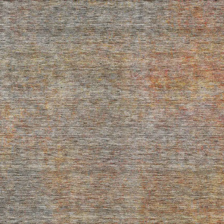 Gray Charcoal And Orange Abstract Washable Indoor Outdoor Area Rug Photo 6