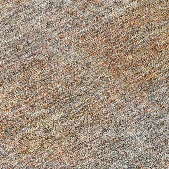 Gray Charcoal And Orange Abstract Washable Indoor Outdoor Area Rug Photo 8