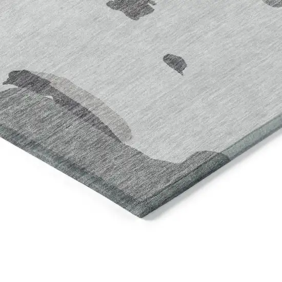 Gray Charcoal And Pink Abstract Washable Indoor Outdoor Area Rug Photo 5
