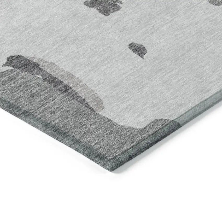 Gray Charcoal And Pink Abstract Washable Indoor Outdoor Area Rug Photo 5