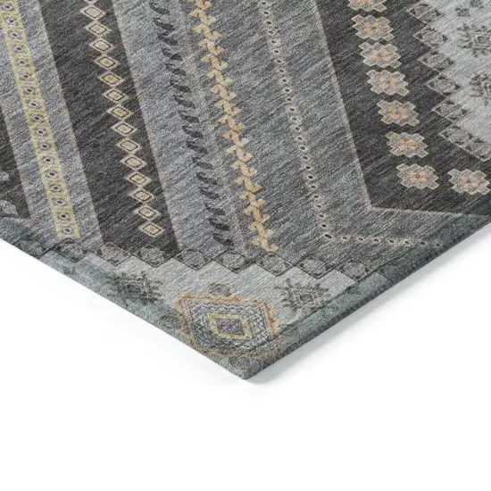Gray Charcoal And Pink Tribal Washable Indoor Outdoor Area Rug Photo 4