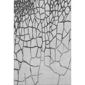 Photo of Gray Charcoal And Silver Abstract Geometric Washable Area Rug With UV Protection