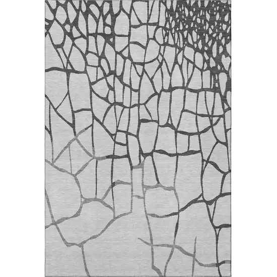Gray Charcoal And Silver Abstract Geometric Washable Area Rug With UV Protection Photo 3