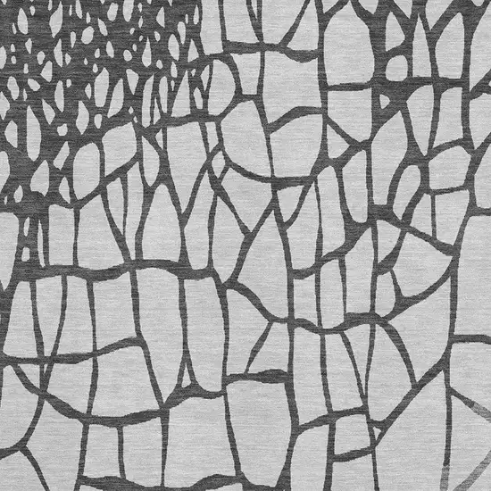 Gray Charcoal And Silver Abstract Geometric Washable Area Rug With UV Protection Photo 2