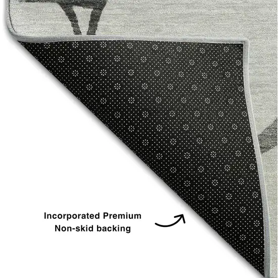 Gray Charcoal And Silver Abstract Geometric Washable Area Rug With UV Protection Photo 6