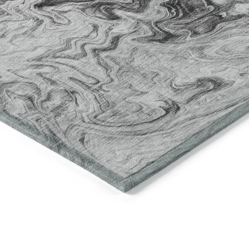 Gray Charcoal And Silver Abstract Washable Indoor Outdoor Area Rug Photo 5