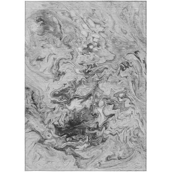 Gray Charcoal And Silver Abstract Washable Indoor Outdoor Area Rug Photo 6