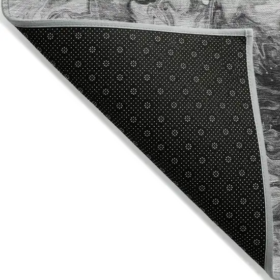 Gray Charcoal And Silver Abstract Washable Indoor Outdoor Area Rug Photo 4