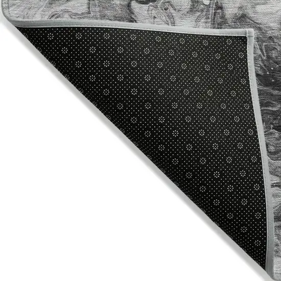 Gray Charcoal And Silver Abstract Washable Indoor Outdoor Area Rug Photo 4