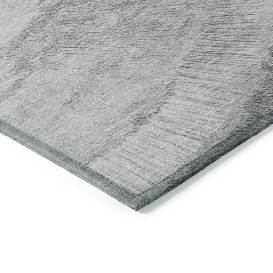 Gray Charcoal And Silver Abstract Washable Indoor Outdoor Area Rug Photo 4