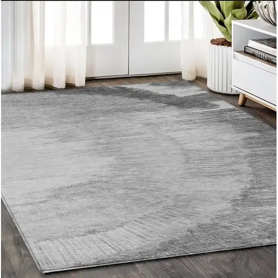 Gray Charcoal And Silver Abstract Washable Indoor Outdoor Area Rug Photo 7