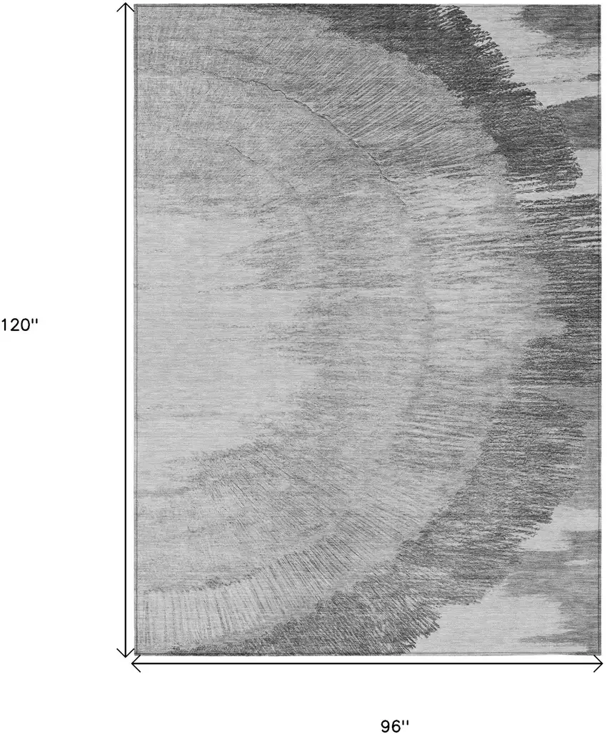 Gray Charcoal And Silver Abstract Washable Indoor Outdoor Area Rug Photo 3