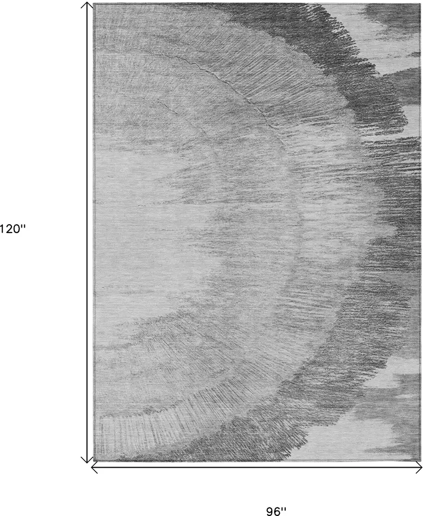 Gray Charcoal And Silver Abstract Washable Indoor Outdoor Area Rug Photo 3