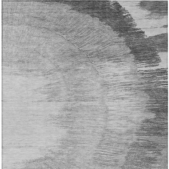 Gray Charcoal And Silver Abstract Washable Indoor Outdoor Area Rug Photo 6