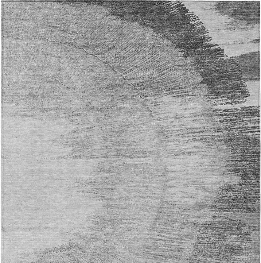 Gray Charcoal And Silver Abstract Washable Indoor Outdoor Area Rug Photo 6