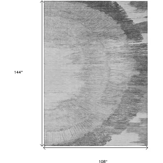 Gray Charcoal And Silver Abstract Washable Indoor Outdoor Area Rug Photo 3