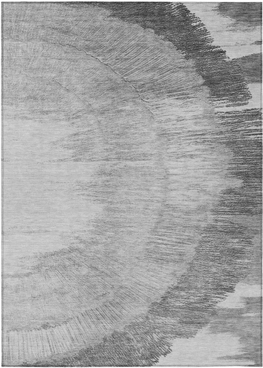Gray Charcoal And Silver Abstract Washable Indoor Outdoor Area Rug Photo 2