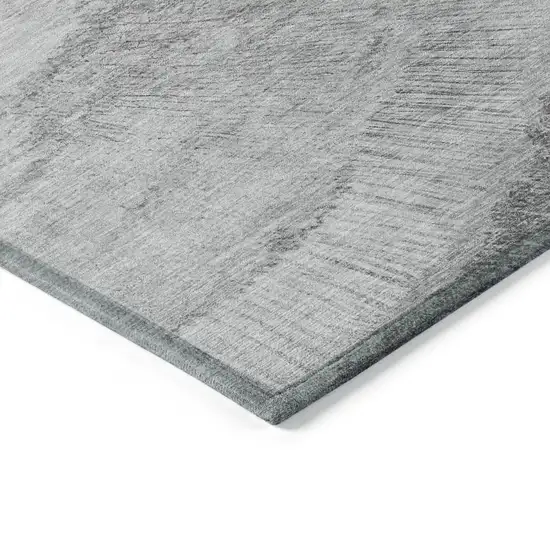 Gray Charcoal And Silver Abstract Washable Indoor Outdoor Area Rug Photo 4