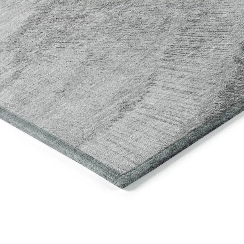 Gray Charcoal And Silver Abstract Washable Indoor Outdoor Area Rug Photo 4