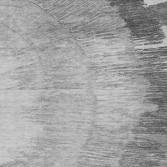 Gray Charcoal And Silver Abstract Washable Indoor Outdoor Area Rug Photo 5