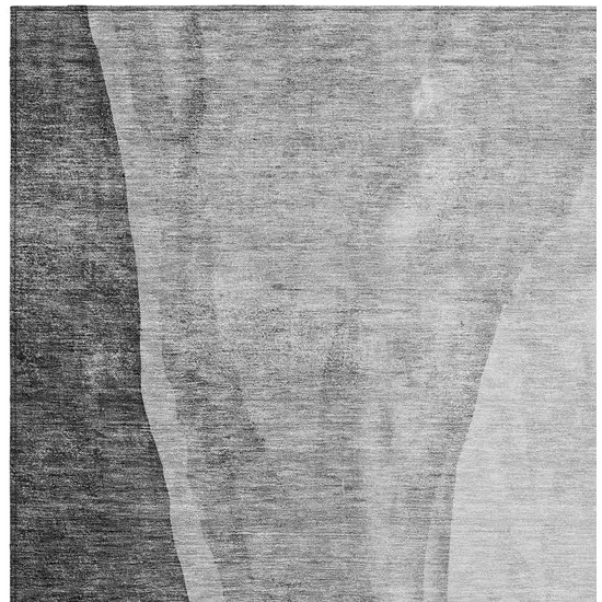 Gray Charcoal And Silver Abstract Washable Indoor Outdoor Area Rug Photo 6