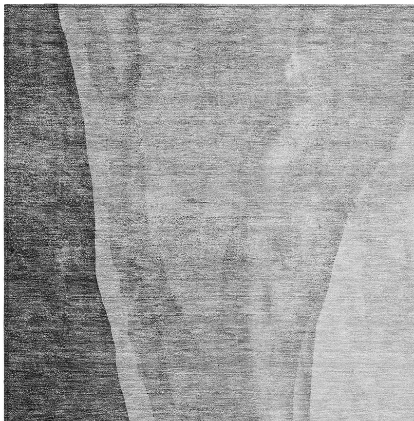 Gray Charcoal And Silver Abstract Washable Indoor Outdoor Area Rug Photo 6