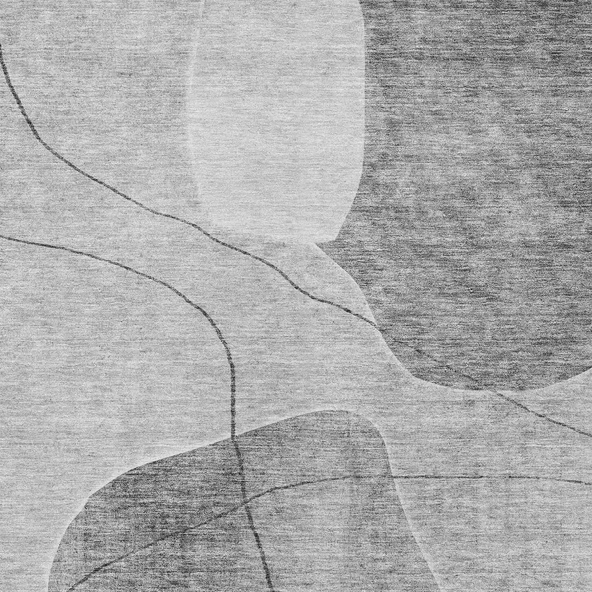 Gray Charcoal And Silver Abstract Washable Indoor Outdoor Area Rug Photo 6