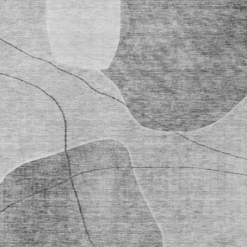 Gray Charcoal And Silver Abstract Washable Indoor Outdoor Area Rug Photo 6