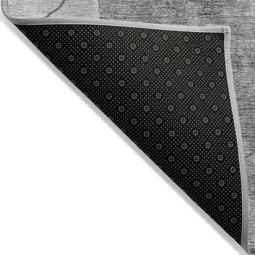 Gray Charcoal And Silver Abstract Washable Indoor Outdoor Area Rug Photo 4