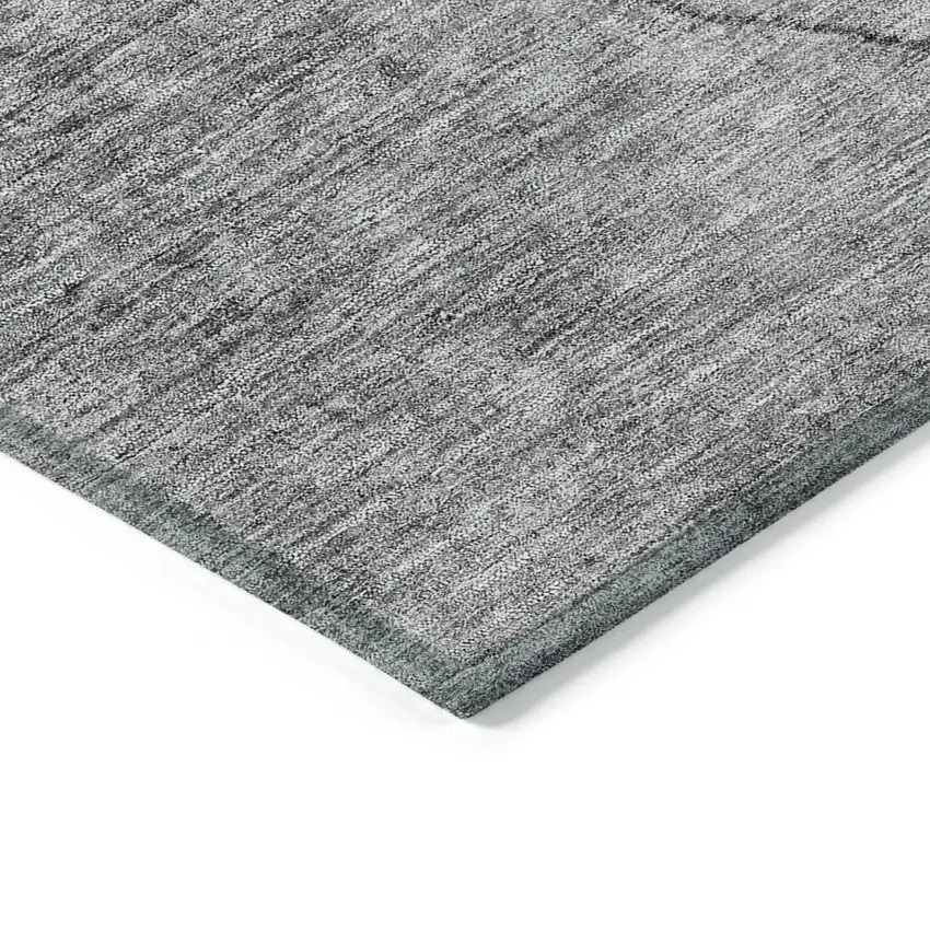 Gray Charcoal And Silver Abstract Washable Indoor Outdoor Area Rug Photo 5